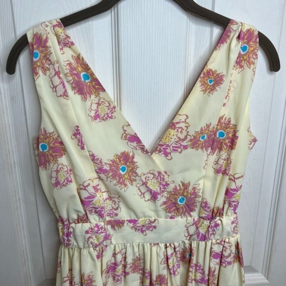 Anthropologie O by Organics Floral Pink/Yellow Dress Size 4 - Picture 2 of 11